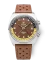 Men's silver Nivada Grenchen watch with leather strap Antarctic GMT - Tropical 32061A23 36MM Automatic