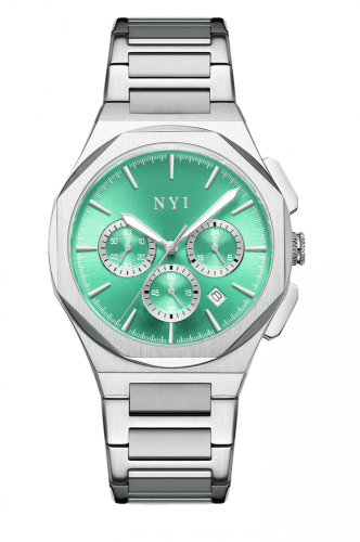 Montre NYI Watches pour homme en argent avec bracelet en acier Jayden - Silver 42MM