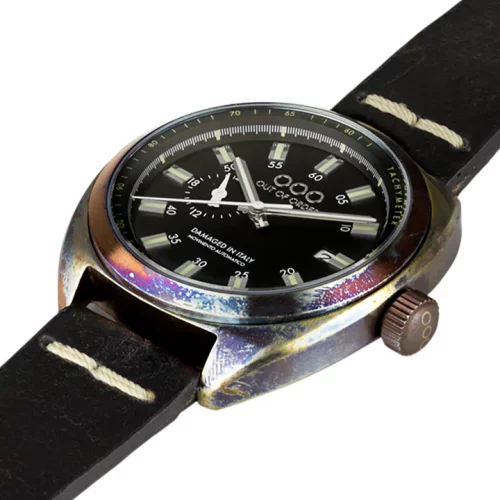 Men's silver Out Of Order Watch with sleather teel strap Torpedine Black 42MM Automatic