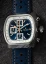 Men's silver Straton Watch with leather strap Speciale Blue 42MM