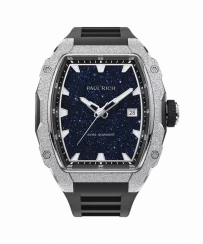 Men's silver Paul Rich Watch with a rubber band Frosted Astro Abyss - Silver 42,5MM