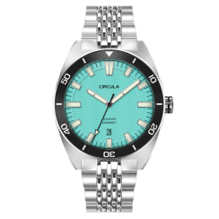 Strieborné pánske hodinky Circula Watches s oceľovým pásikom AquaSport II - Türkis 40MM Automatic
