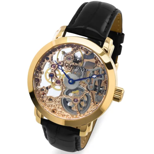 Złoty męski zegarek Ludwika XVI ze skórzanym paskiem Versailles 651 - Gold 43MM Automatic