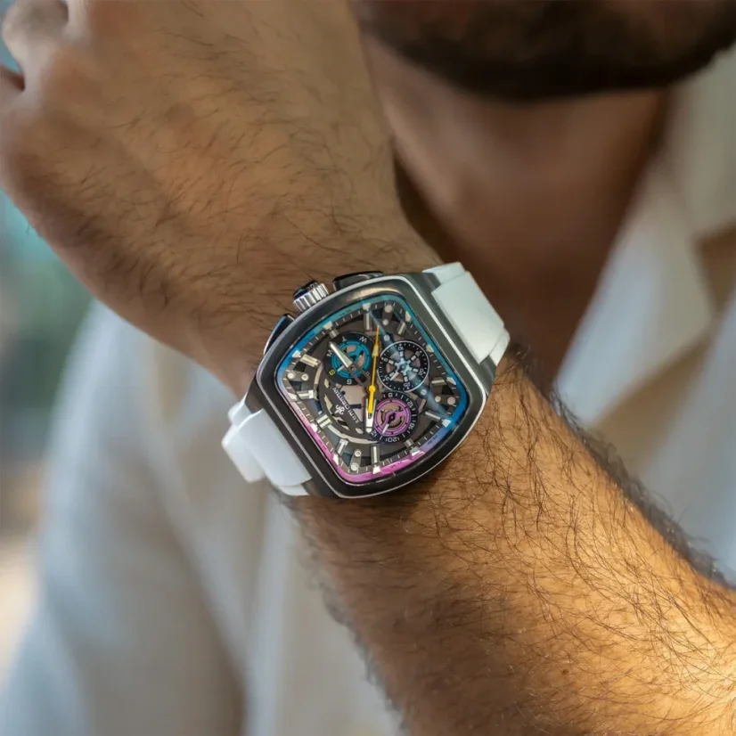 Černé pánské hodinky Ralph Christian s gumovým páskem The Vector Sport - Polar Flux 47MM