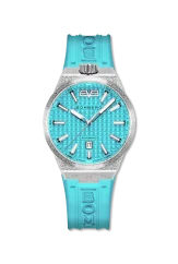 Silberne Herrenuhr Bomberg Watches mit Gummiband TEAL LAGOON 43MM Automatic