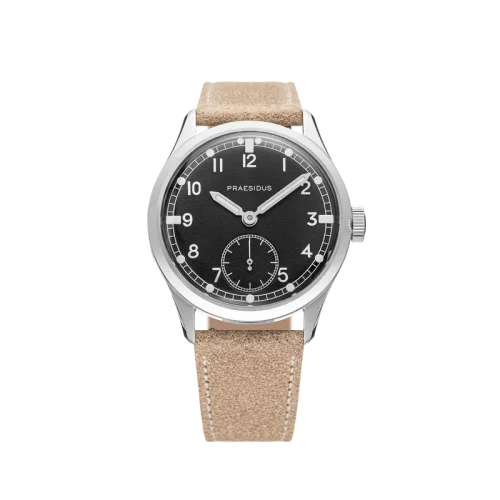 Męski srebrny zegarek Praesidus ze skórzanym paskiem DD-45 Factory Fresh 38MM Automatic