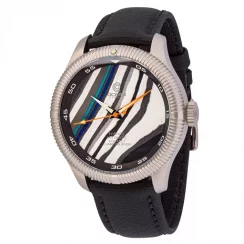 Stříbrné pánské hodinky Oceancrawler Watches s kevlarovým páskem Champion Diver Fordite Type C - Automatic 44MM