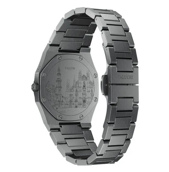 Men's black Valuchi watch with steel strap Lunar Calendar - Gunmetal Black 40MM