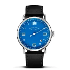 Strieborné pánske hodinky Ferro & Company s koženým pásikom Distinct 2 Blue 44MM