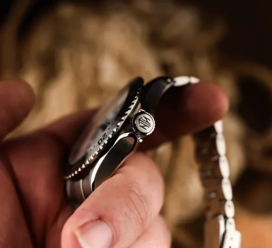 Relógio NTH Watches de prata para homem com pulseira de aço 2K1 Subs Swiftsure With Date - Black Automatic 43,7MM