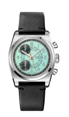 Relógio Cimier pulseira de prata com pulseira de couro para homens 711 HERITAGE CHRONOGRAPH POP AQUA BLUE 39,5MM Automatic