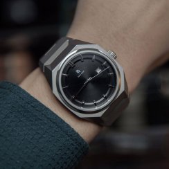 Strieborné pánske hodinky Paul Rich s oceľovým pásikom Elements Black Blizzard Steel Automatic 45MM