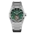 Stříbrné pánské hodinky Aisiondesign Watches s ocelovým páskem Tourbillon Hexagonal Pyramid Seamless Dial - Green 41MM