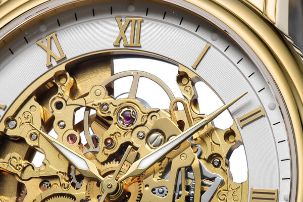 Relógio masculino Epos dourado com pulseira de couro Emotion 3390.156.22.20.25 41MM Automatic