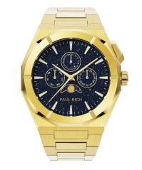 Goldene Herrenuhr Paul Rich mit Stahlband Star Dust II Moonphase - Gold 43MM