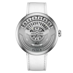 Relógio OLTO-8 prata com pulseira de couro INFINITY-I RPM-Style Silver / White 46MM Automatic