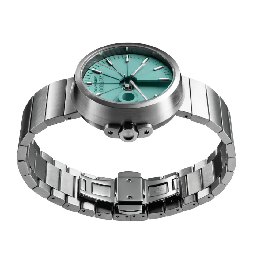 Montre 22Designstudio Watches pour hommes en argent avec bracelet en acier Concrete Sport Green 45MM Automati