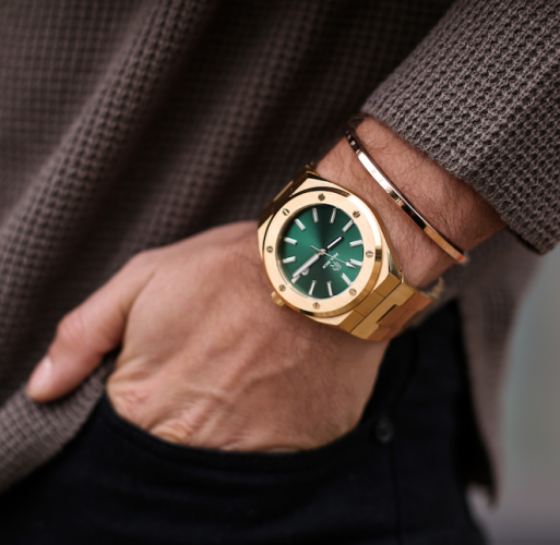 Zlaté pánske hodinky Paul Rich s oceľovým pásikom King's Jade 45MM