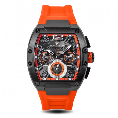 Czarny męski zegarek Ralph Christian z gumką The Intrepid Sport - Neon Orange 42,5MM