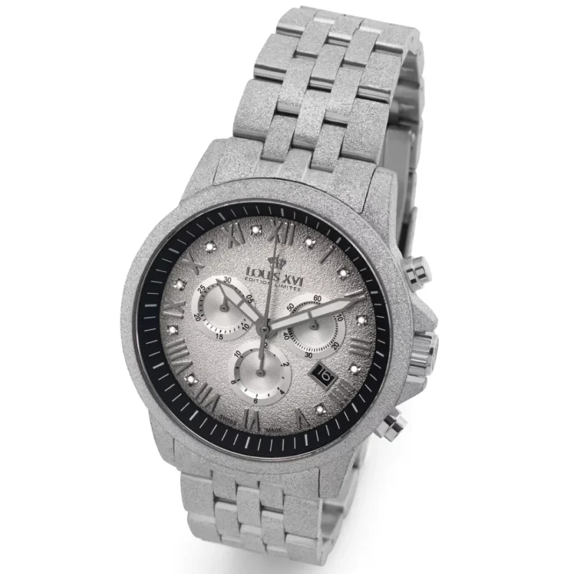Orologio da uomo Louis XVI in argento con cinturino in acciaio Frosted Aramis - Silver 43MM