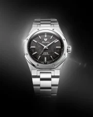 Men's silver Nivada Grenchen watch with steel strap F77 SST METEORITE MK2 68049A77 No Date 38MM Automatic