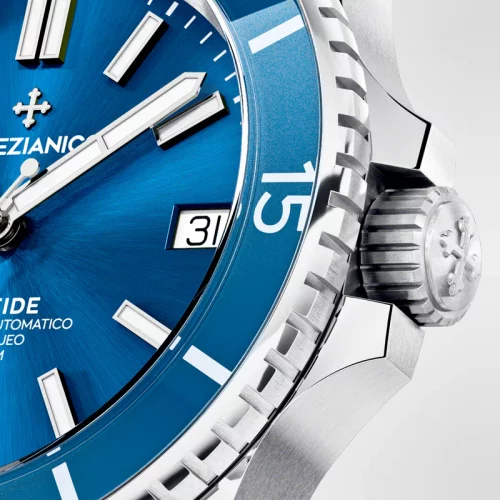 Srebrny męski zegarek Venezianico ze stalowym paskiem Nereide 3121502C Blue 39MM Automatic