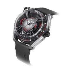 Relógio masculino de prata Mazzucato com bracelete de borracha LAX Dual Time - 48MM Automatic