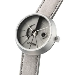 Men's silver 22Designstudio Watches watch with leather strap 4D Concrete Grey 44MM
