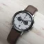 Herrenuhr aus Silber Henryarcher Watches mit Ledergürtel Kvantum - Vektor Windsor Tan 41MM