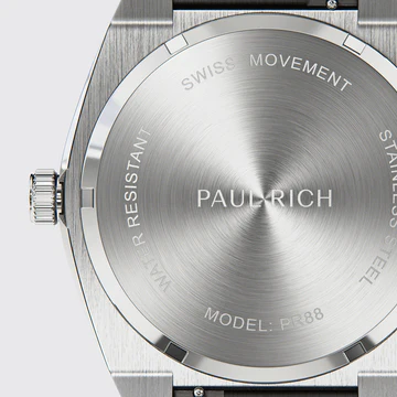 Ασημένιο ρολόι Paul Rich για άντρες με ιμάντα από χάλυβα Frosted Star Dust Jade Waffle - Silver 45MM