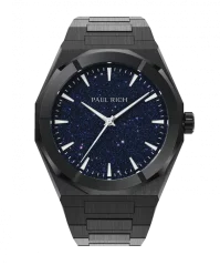 Czarny męski zegarek Paul Rich ze stalowym paskiem Star Dust II - Black 43MM