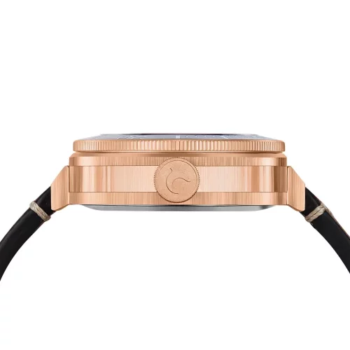 Zlaté pánské hodinky Aquatico Watches s koženým páskem Charger Bronze Green Dial Automatic 43MM