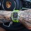 Men's silver Ralph Christian watch with steel strap The Ghost - Acid Green Automatic 43MM