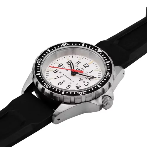 Srebrny srebrny zegarek Marathon Watches ze stalowym paskiem Arctic Edition Medium Diver's Quartz 36MM