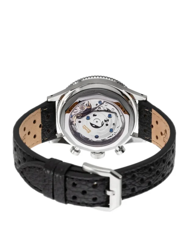 Men's silver Nivada Grenchen watch with rubber strap GMT Bezel