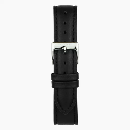 Relógio Nordgreen prata para homens com pulseira de couro Pioneer Textured Black Dial - Black Leather / Silver 42MM