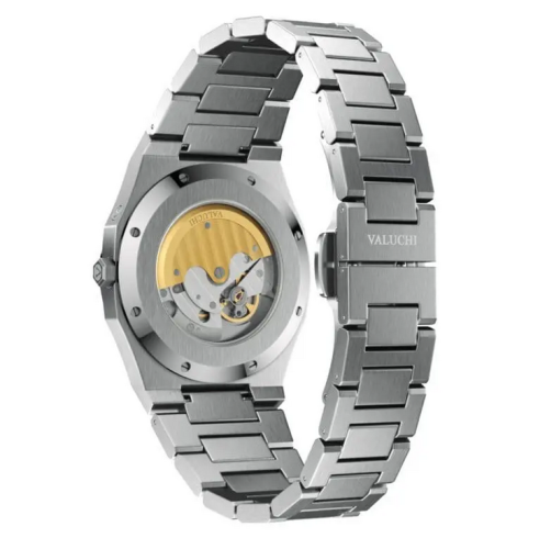 Montre Valuchi Watches pour homme en argent avec bracelet en acier Lunar Calendar - Silver Green Automatic 40MM