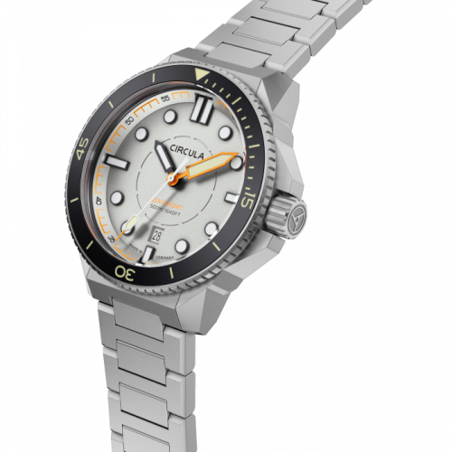 Stříbrné pánské hodinky Circula s ocelovým páskem DiveSport Titan - Grey / Black DLC Titanium 42MM Automatic