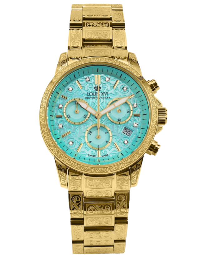 Women's gold Louis XVI watch with steel strap Palais Royale Woman With Diamond 6005 - Gold 38MM