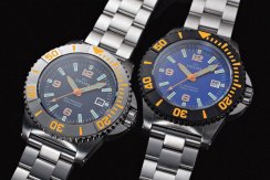 Męski srebrny zegarek Delma Watches ze stalowym paskiem Blue Shark IV Silver 47MM Automatic
