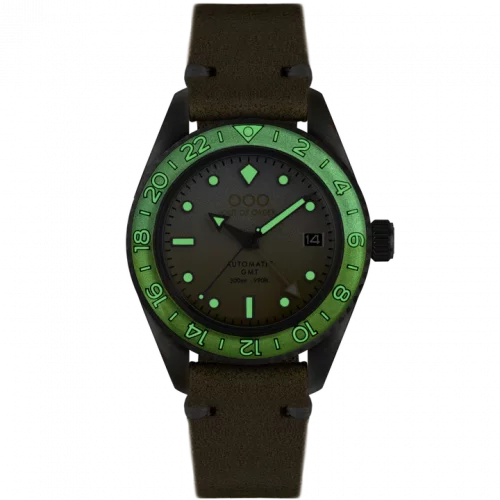 Stříbrné pánské hodinky Out Of Order s koženým páskem Margarita GMT 40MM Automatic