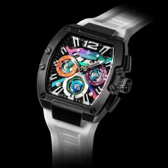 Černé pánské hodinky Ralph Christian s gumovým páskem The Intrepid Sport - Aurora Burst 42,5MM
