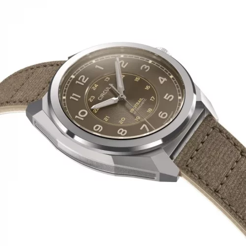 Męski srebrny zegarek Circula Watches ze skórzanym paskiem ProTrail - Umbra 40MM Automatic