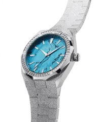 Montre Paul Rich pour homme en argent avec bracelet en acier Frosted Star Dust Azure Dream - Silver 45MM