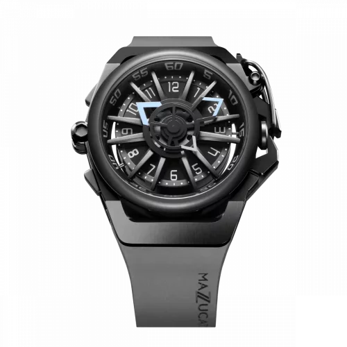 Relógio masculino de prata Mazzucato com bracelete de borracha Rim Sport Black / Grey - 48MM Automatic