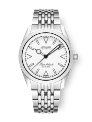 Men's silver Nivada Grenchen watch with steel strap Super Antarctic White 32065A04 38MM Automatic