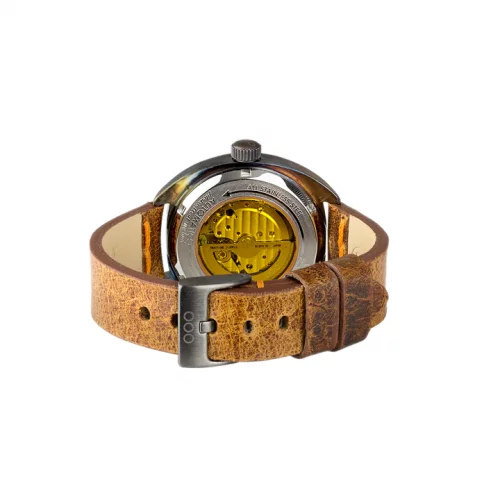 Montre Out Of Order Watches pour homme de couleur argent avec bracelet en cuir Torpedine Orange 42MM Automatic