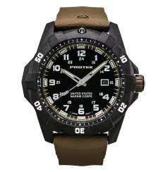 Montre ProTek Watches pour homme en noir avec bracelet en caoutchouc Official USMC Series 1016D 42MM
