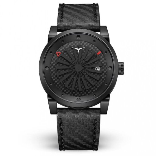 Zwart Zinvo Watches-herenhorloge met echt leren riem Blade Venom - Black 44MM
