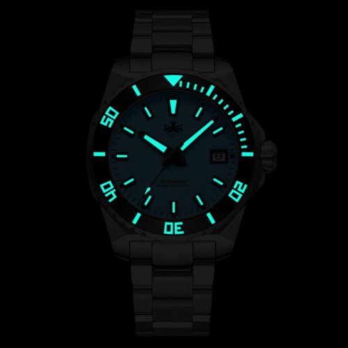 Strieborné pánske hodinky Phoibos Watches s oceľovým pásikom Leviathan 200M - PY050B Blue Automatic 40MM